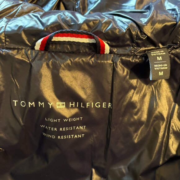 Tommy Hilfiger Multimedia Puffer Jacket Hooded M Dark Blue Warm Shiny - Picture 3 of 10